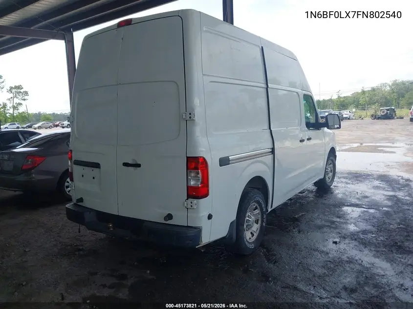 2015 Nissan Nv Cargo Nv2500 Hd Sv V6 VIN: 1N6BF0LX7FN802540 Lot: 45173821