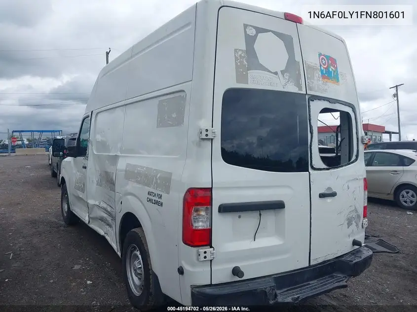 2015 Nissan Nv Cargo Nv2500 Hd S V8 VIN: 1N6AF0LY1FN801601 Lot: 45194702