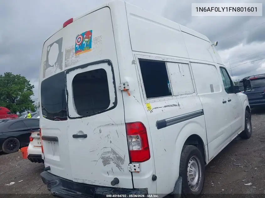 2015 Nissan Nv Cargo Nv2500 Hd S V8 VIN: 1N6AF0LY1FN801601 Lot: 45194702