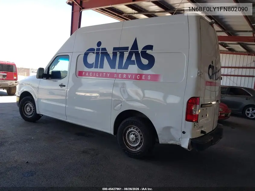 2015 Nissan Nv Cargo Nv2500 Hd S V6 VIN: 1N6BF0LY1FN802090 Lot: 45427961