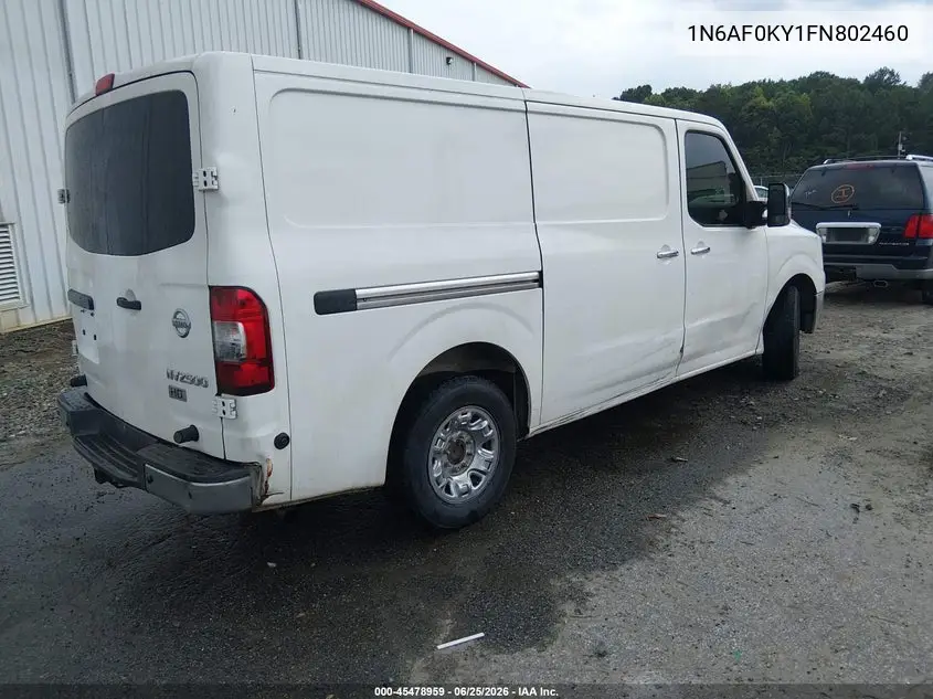 2015 Nissan Nv Cargo Nv2500 Hd Sl V8 VIN: 1N6AF0KY1FN802460 Lot: 45478959