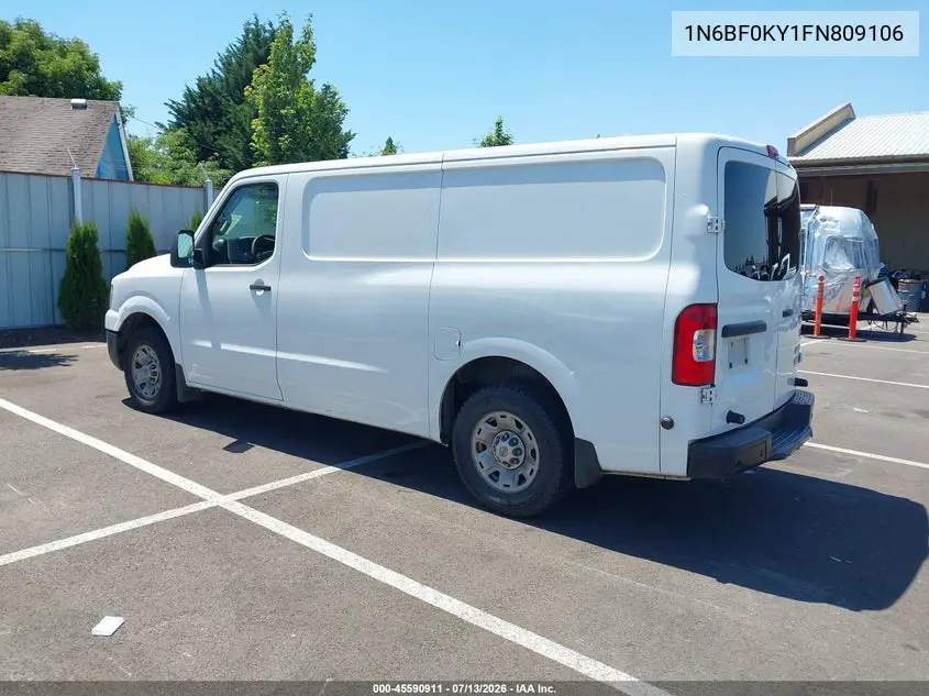 2015 Nissan Nv Cargo Nv2500 Hd Sv V6 VIN: 1N6BF0KY1FN809106 Lot: 45590911