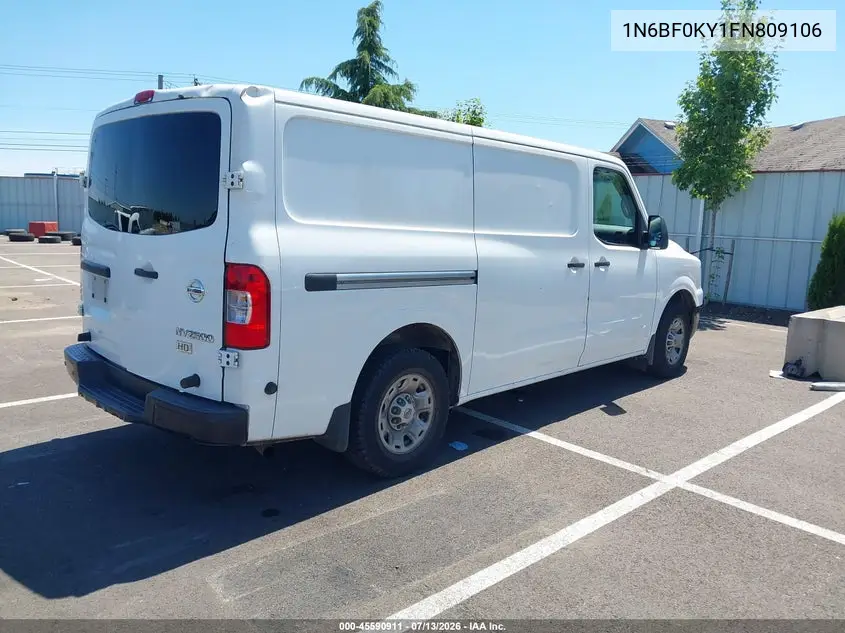 2015 Nissan Nv Cargo Nv2500 Hd Sv V6 VIN: 1N6BF0KY1FN809106 Lot: 45590911