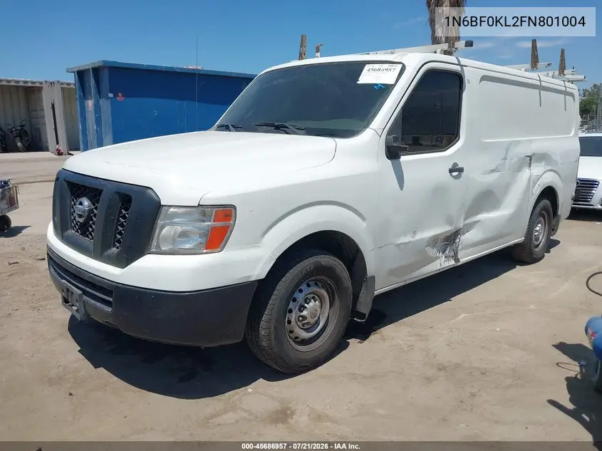2015 Nissan Nv Cargo Nv1500 S V6 VIN: 1N6BF0KL2FN801004 Lot: 45686957