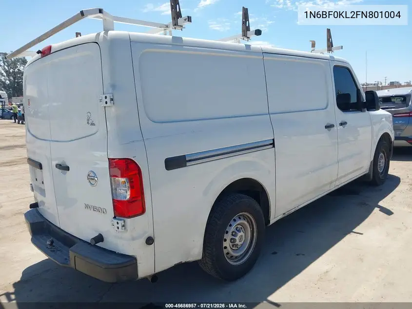 2015 Nissan Nv Cargo Nv1500 S V6 VIN: 1N6BF0KL2FN801004 Lot: 45686957