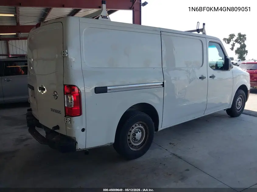 2016 Nissan Nv Cargo Nv1500 S V6/Sv V6 VIN: 1N6BF0KM4GN809051 Lot: 45089649