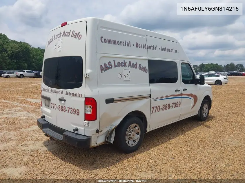 2016 Nissan Nv Cargo Nv2500 Hd Sv V8 VIN: 1N6AF0LY6GN814216 Lot: 45172861