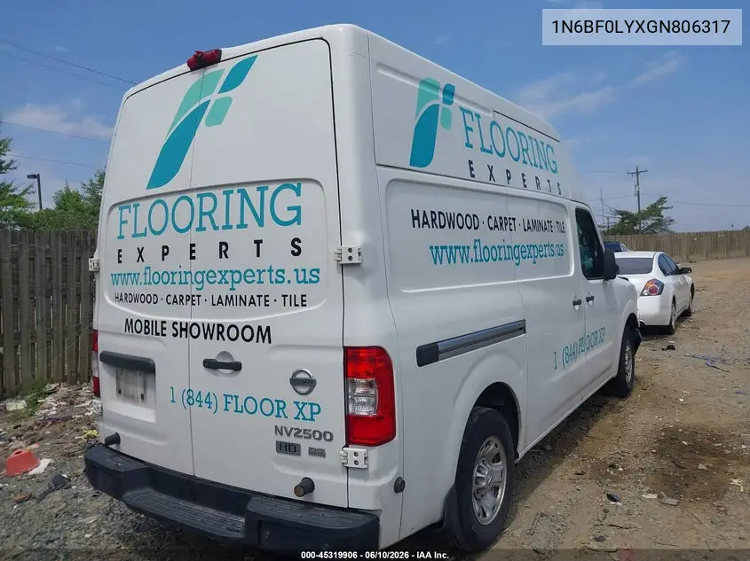2016 Nissan Nv Cargo Nv2500 Hd Sv V6 VIN: 1N6BF0LYXGN806317 Lot: 45319906