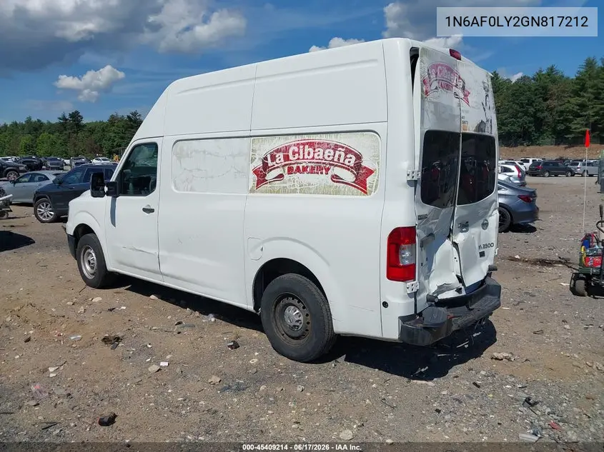 2016 Nissan Nv Cargo Nv2500 Hd S V8 VIN: 1N6AF0LY2GN817212 Lot: 45409214