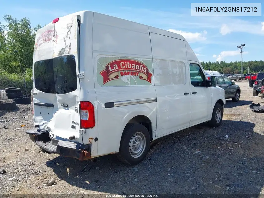 2016 Nissan Nv Cargo Nv2500 Hd S V8 VIN: 1N6AF0LY2GN817212 Lot: 45409214