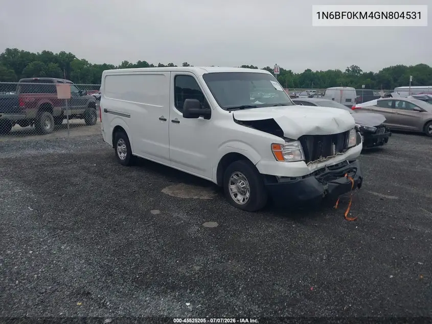 2016 Nissan Nv Cargo Nv1500 Sv V6 VIN: 1N6BF0KM4GN804531 Lot: 45525205