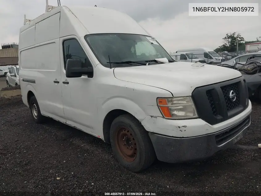 2017 Nissan Nv Cargo Nv2500 Hd Sv V6 VIN: 1N6BF0LY2HN805972 Lot: 45557913