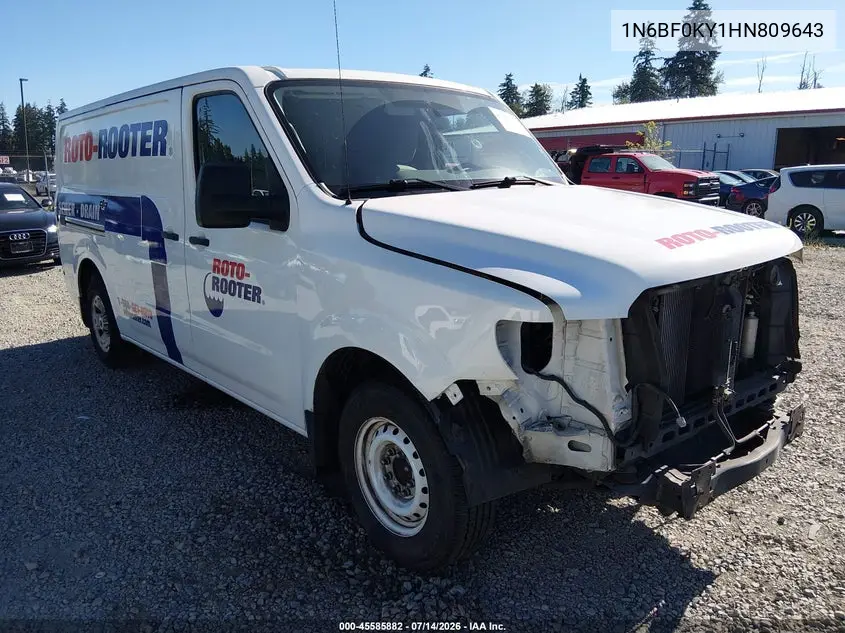 2017 Nissan Nv Cargo Nv2500 Hd Sv V6 VIN: 1N6BF0KY1HN809643 Lot: 45585882