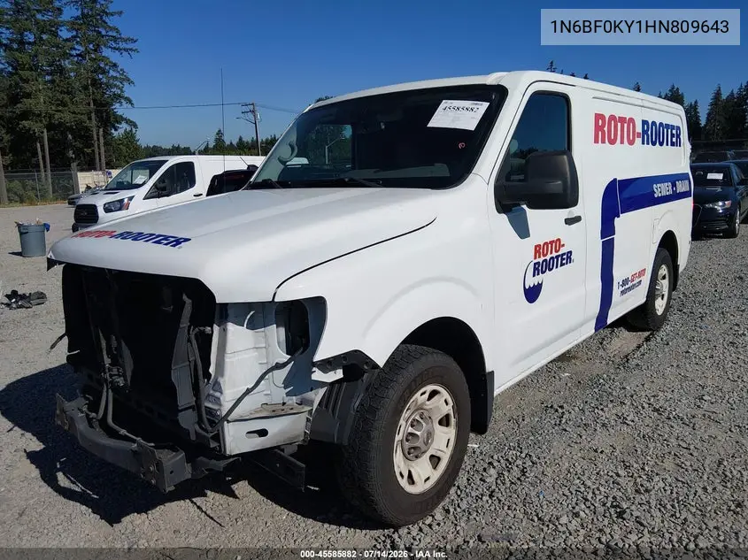 2017 Nissan Nv Cargo Nv2500 Hd Sv V6 VIN: 1N6BF0KY1HN809643 Lot: 45585882