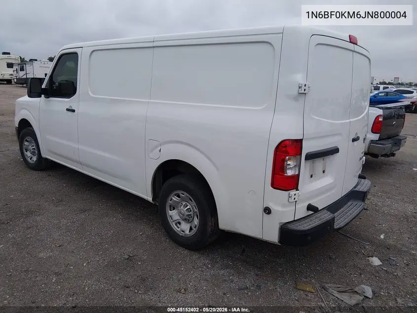 2018 Nissan Nv Cargo Nv1500 Sv V6 VIN: 1N6BF0KM6JN800004 Lot: 45152402