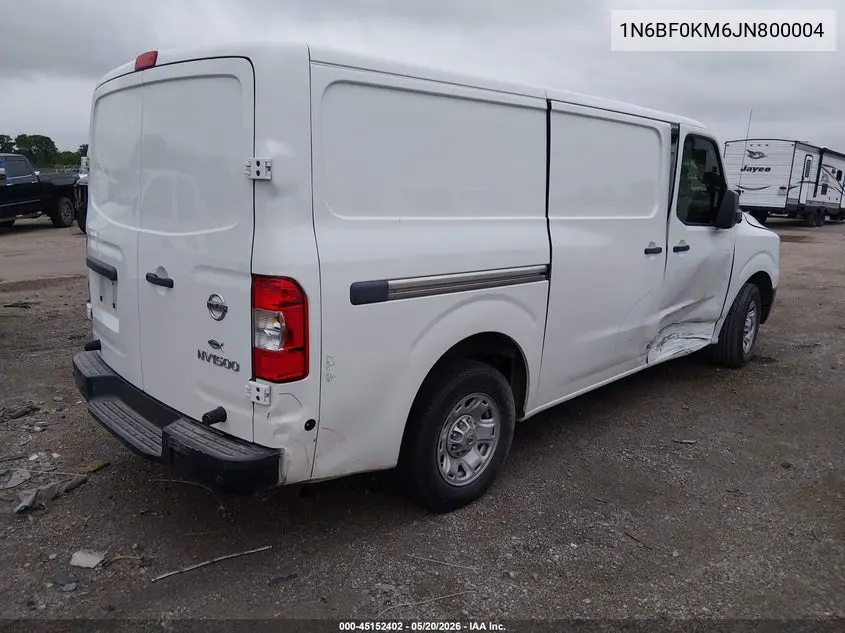 2018 Nissan Nv Cargo Nv1500 Sv V6 VIN: 1N6BF0KM6JN800004 Lot: 45152402