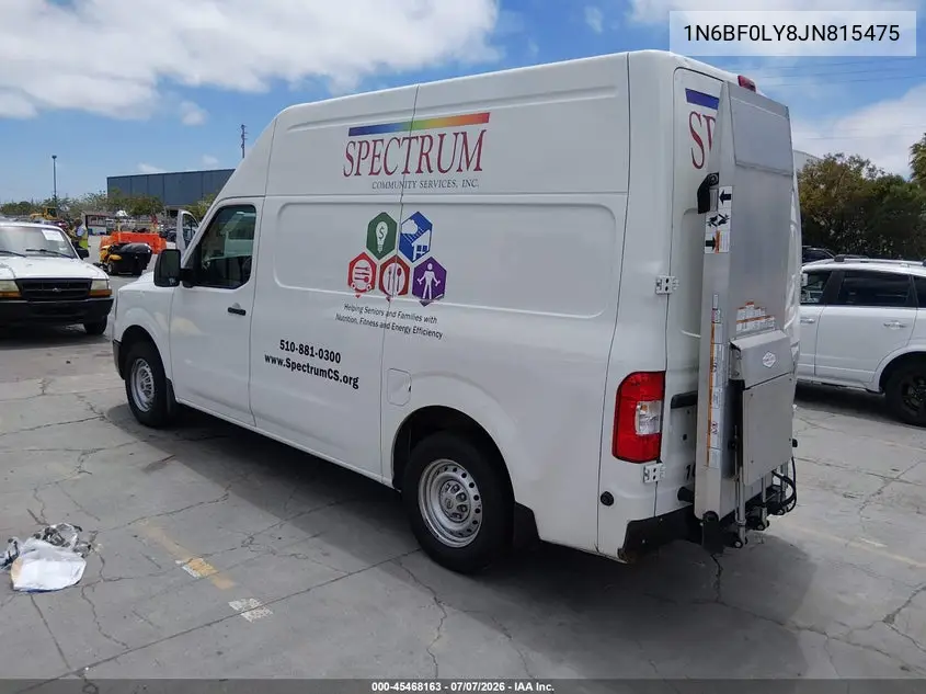 2018 Nissan Nv Cargo Nv2500 Hd S V6 VIN: 1N6BF0LY8JN815475 Lot: 45468163
