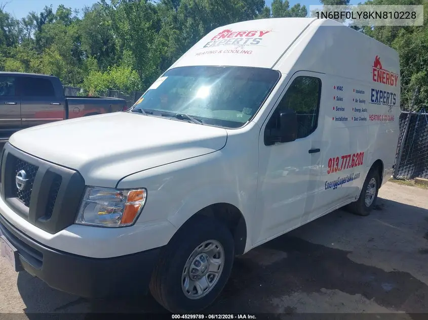 2019 Nissan Nv Cargo Nv2500 Hd Sv V6 VIN: 1N6BF0LY8KN810228 Lot: 45299789