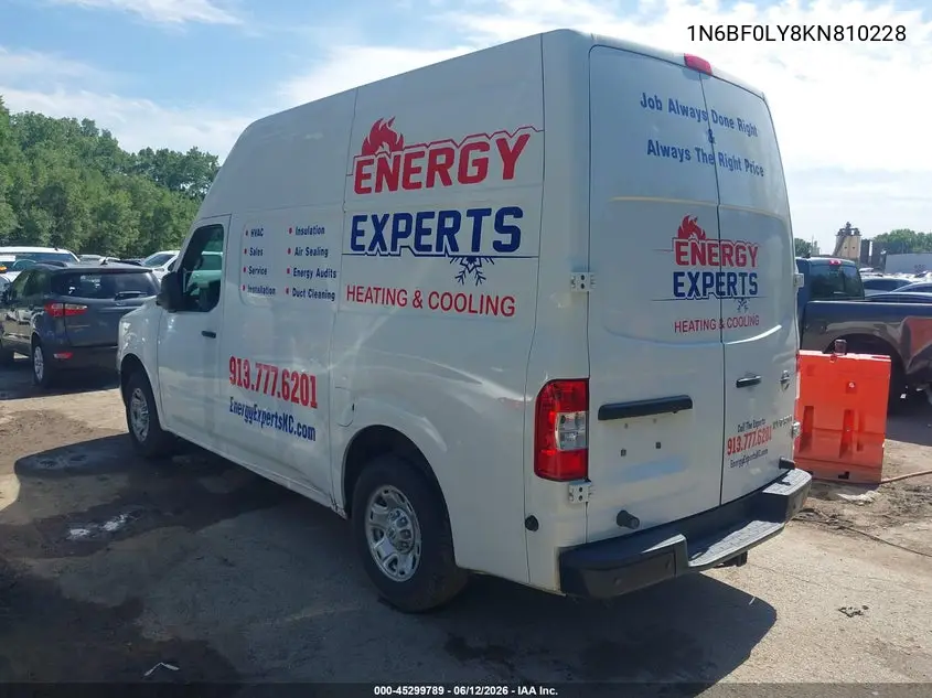 2019 Nissan Nv Cargo Nv2500 Hd Sv V6 VIN: 1N6BF0LY8KN810228 Lot: 45299789