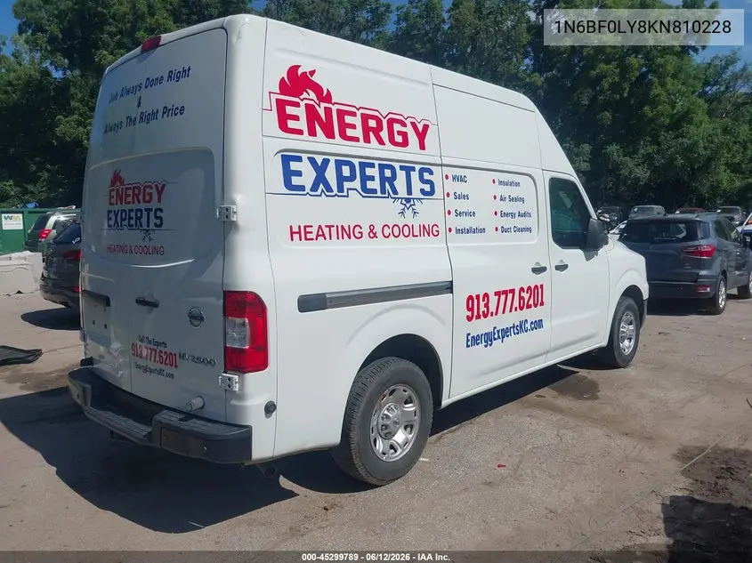 2019 Nissan Nv Cargo Nv2500 Hd Sv V6 VIN: 1N6BF0LY8KN810228 Lot: 45299789