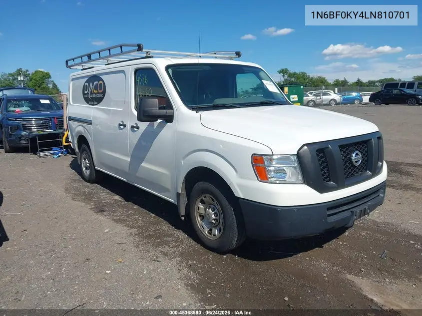 2020 Nissan Nv Cargo Nv2500 Hd Sv Standard Roof V6 VIN: 1N6BF0KY4LN810701 Lot: 45368580