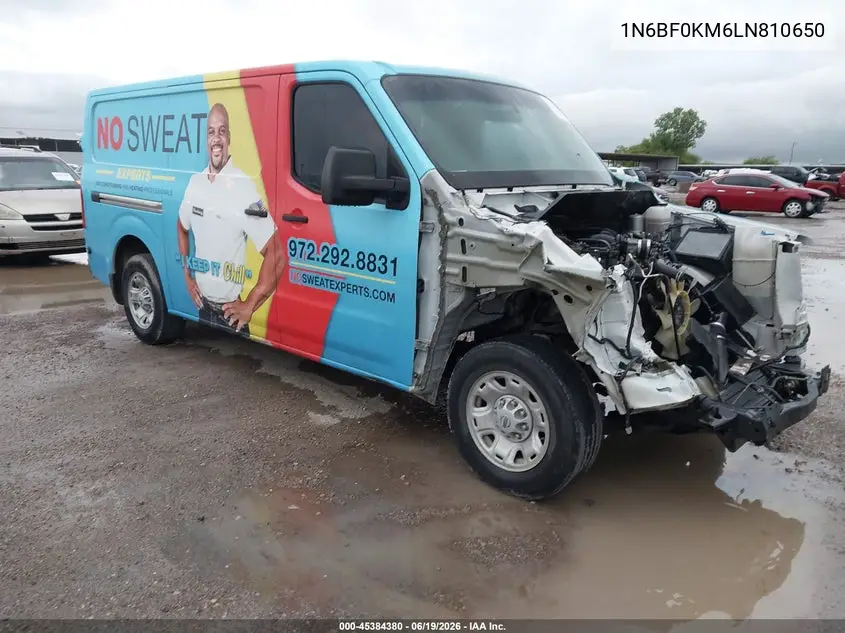 2020 Nissan Nv Cargo Nv1500 Sv Standard Roof V6 VIN: 1N6BF0KM6LN810650 Lot: 45384380