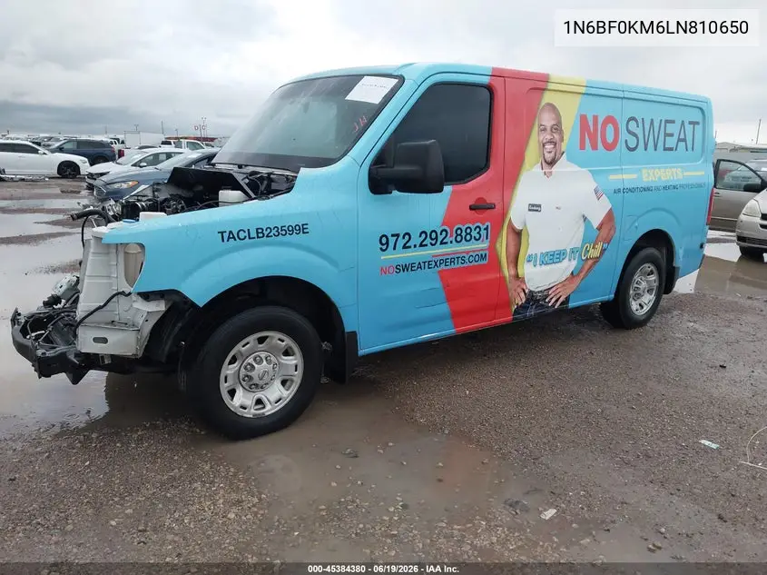 2020 Nissan Nv Cargo Nv1500 Sv Standard Roof V6 VIN: 1N6BF0KM6LN810650 Lot: 45384380