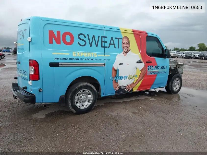 2020 Nissan Nv Cargo Nv1500 Sv Standard Roof V6 VIN: 1N6BF0KM6LN810650 Lot: 45384380