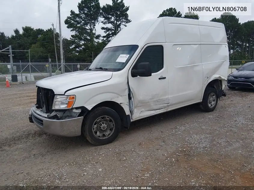 2020 Nissan Nv Cargo Nv2500 Hd Sv High Roof V6 VIN: 1N6BF0LY0LN806708 Lot: 45431396