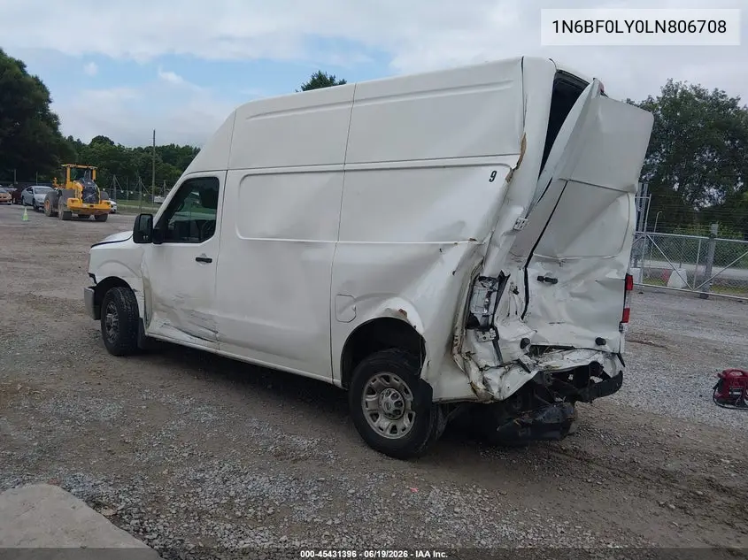 2020 Nissan Nv Cargo Nv2500 Hd Sv High Roof V6 VIN: 1N6BF0LY0LN806708 Lot: 45431396
