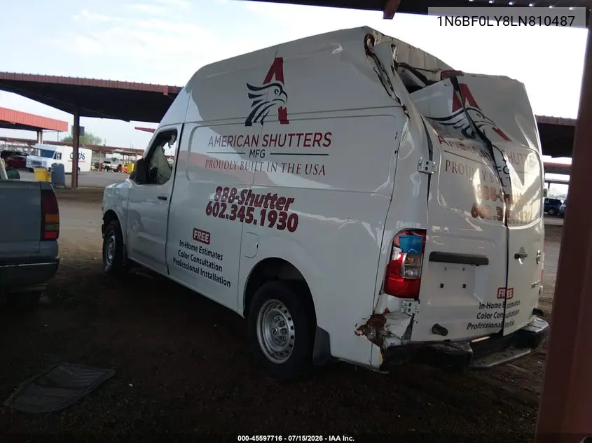 2020 Nissan Nv Cargo Nv2500 Hd S High Roof V6 VIN: 1N6BF0LY8LN810487 Lot: 45597716