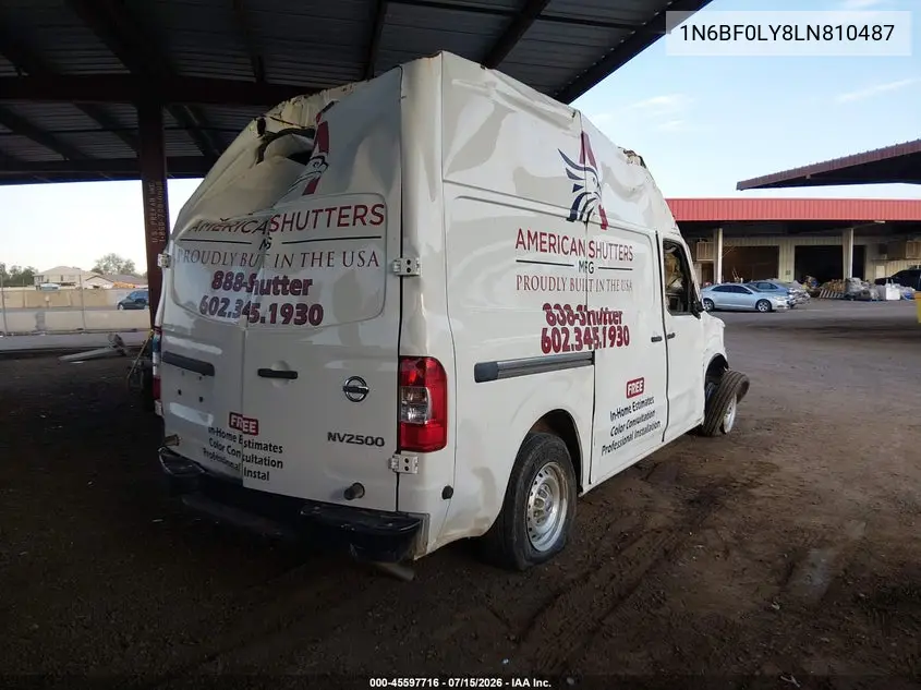 2020 Nissan Nv Cargo Nv2500 Hd S High Roof V6 VIN: 1N6BF0LY8LN810487 Lot: 45597716