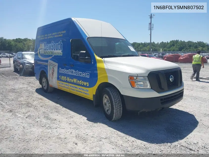 2021 Nissan Nv Cargo Nv2500 Hd Sv High Roof V6 VIN: 1N6BF0LY5MN807502 Lot: 45093824