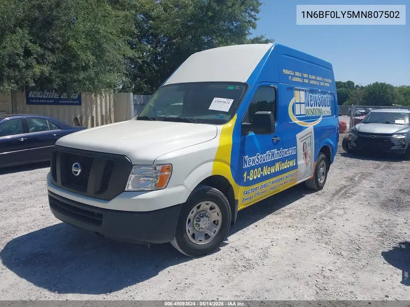 2021 Nissan Nv Cargo Nv2500 Hd Sv High Roof V6 VIN: 1N6BF0LY5MN807502 Lot: 45093824