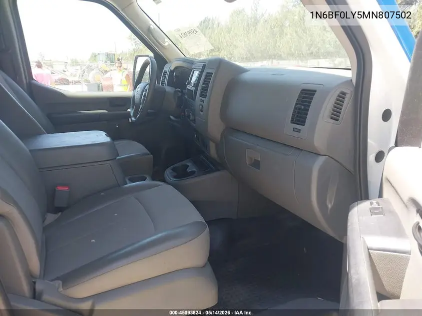 2021 Nissan Nv Cargo Nv2500 Hd Sv High Roof V6 VIN: 1N6BF0LY5MN807502 Lot: 45093824