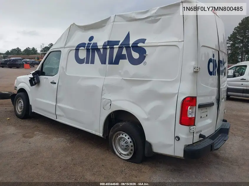 2021 Nissan Nv Cargo Nv2500 Hd S High Roof V6 VIN: 1N6BF0LY7MN800485 Lot: 45344848