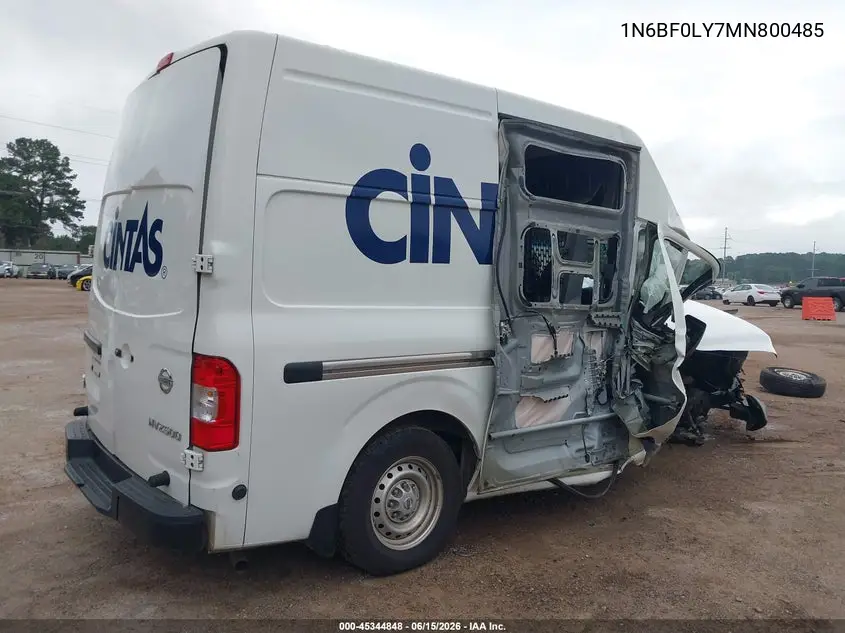 2021 Nissan Nv Cargo Nv2500 Hd S High Roof V6 VIN: 1N6BF0LY7MN800485 Lot: 45344848
