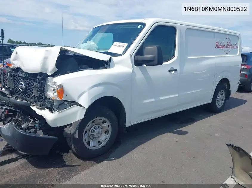 2021 Nissan Nv Cargo Nv1500 Sv Standard Roof V6 VIN: 1N6BF0KM0MN800522 Lot: 45518948