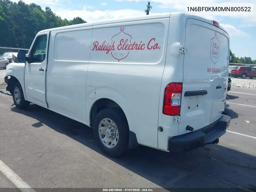 2021 Nissan Nv Cargo Nv1500 Sv Standard Roof V6 VIN: 1N6BF0KM0MN800522 Lot: 45518948
