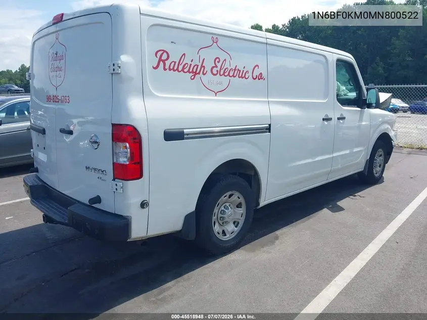 2021 Nissan Nv Cargo Nv1500 Sv Standard Roof V6 VIN: 1N6BF0KM0MN800522 Lot: 45518948