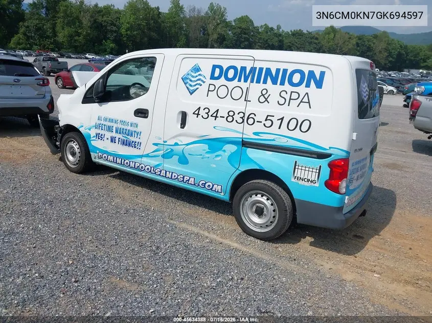 2016 Nissan Nv200 S VIN: 3N6CM0KN7GK694597 Lot: 45634388