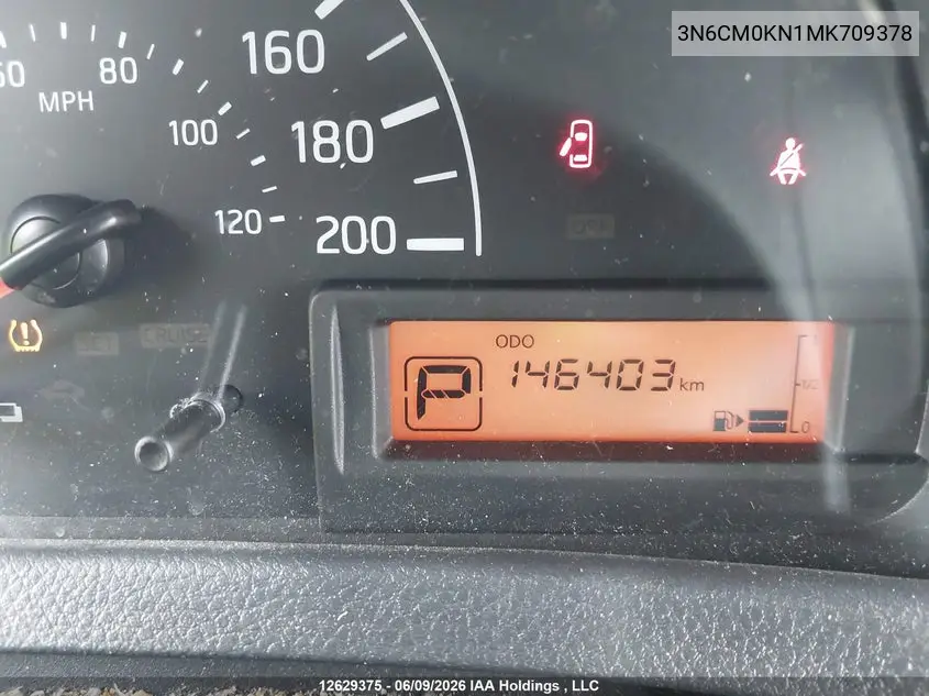 2021 Nissan Nv200 S/Sv VIN: 3N6CM0KN1MK709378 Lot: 12629375x