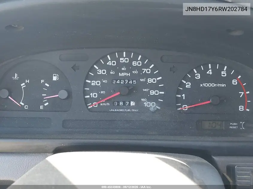 1994 Nissan Pathfinder Le/Se/Xe VIN: JN8HD17Y6RW202784 Lot: 45335986