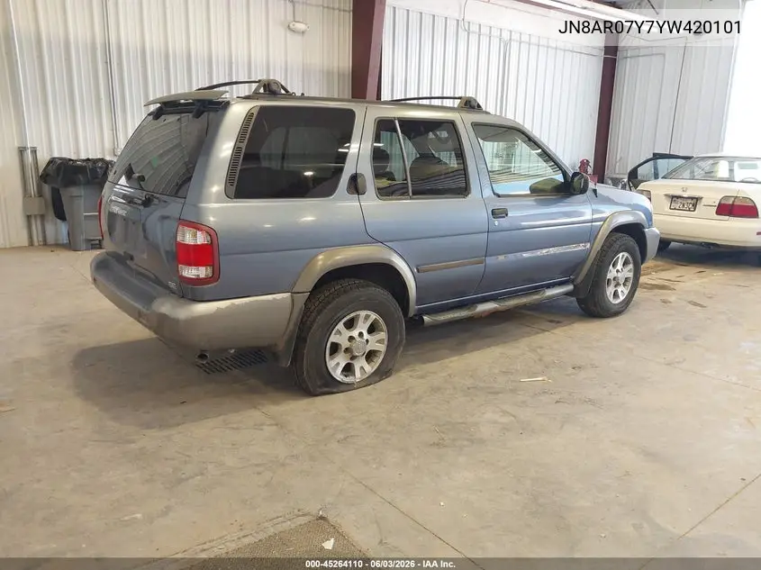 2000 Nissan Pathfinder Le/Se/Xe VIN: JN8AR07Y7YW420101 Lot: 45264110