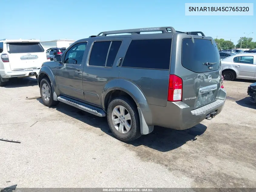 2005 Nissan Pathfinder Le VIN: 5N1AR18U45C765320 Lot: 45227669