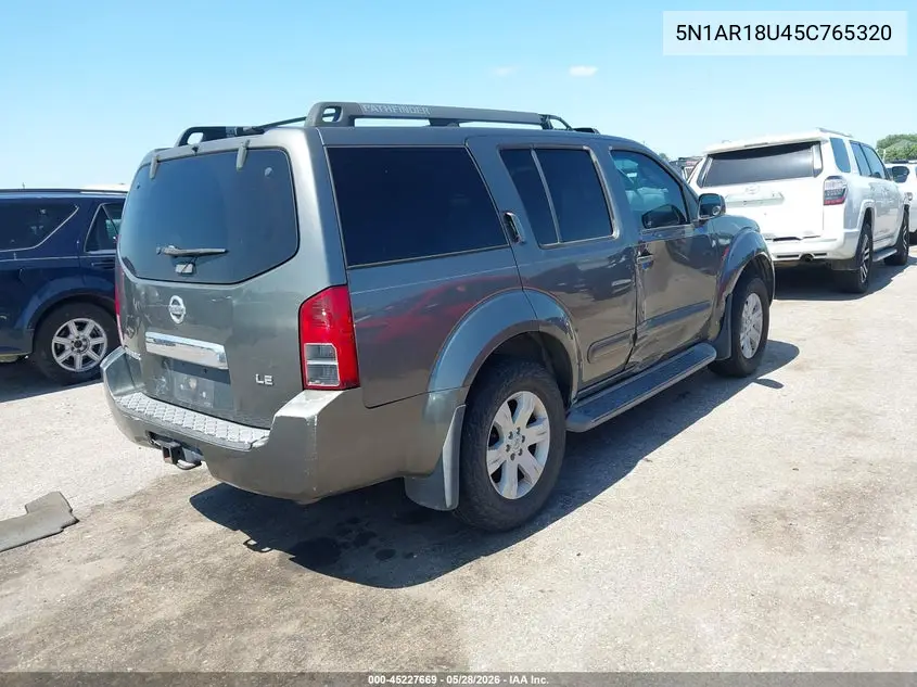 2005 Nissan Pathfinder Le VIN: 5N1AR18U45C765320 Lot: 45227669