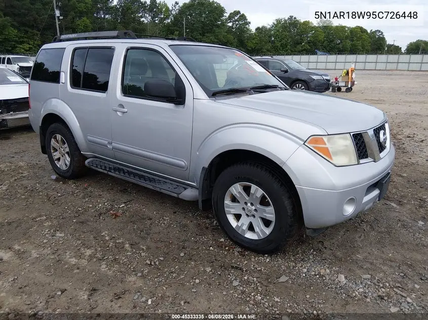 2005 Nissan Pathfinder Le VIN: 5N1AR18W95C726448 Lot: 45333335