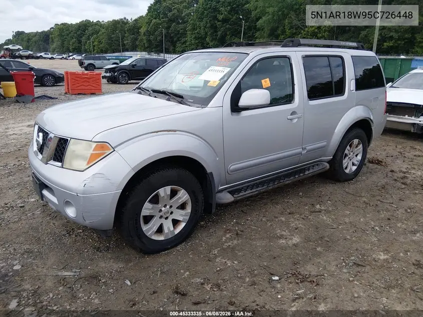 2005 Nissan Pathfinder Le VIN: 5N1AR18W95C726448 Lot: 45333335