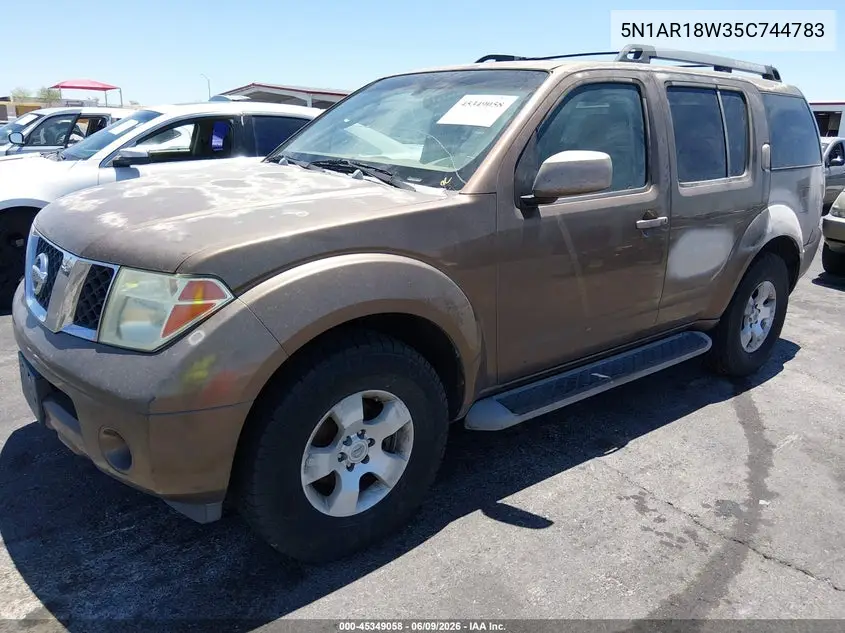 2005 Nissan Pathfinder Se VIN: 5N1AR18W35C744783 Lot: 45349058