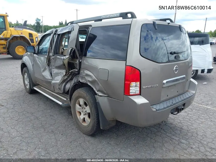 2006 Nissan Pathfinder S VIN: 5N1AR18W86C610014 Lot: 45325430